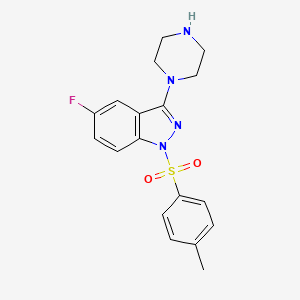 5-Fluoro-1-(4-methylbenzene-1-sulfonyl)-3-(piperazin-1-yl)-1H-indazole