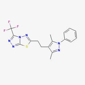 molecular formula C17H15F3N6S B12636041 6-[2-(3,5-dimethyl-1-phenyl-1H-pyrazol-4-yl)ethyl]-3-(trifluoromethyl)[1,2,4]triazolo[3,4-b][1,3,4]thiadiazole 