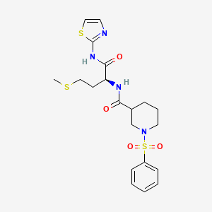 1-(benzenesulfonyl)-N-[(2S)-4-methylsulfanyl-1-oxo-1-(1,3-thiazol-2-ylamino)butan-2-yl]piperidine-3-carboxamide