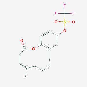 molecular formula C16H17F3O5S B12636105 (6-Methyl-3-oxo-2-oxabicyclo[9.4.0]pentadeca-1(11),5,12,14-tetraen-13-yl) trifluoromethanesulfonate 