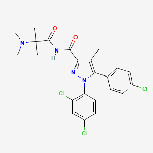 molecular formula C23H23Cl3N4O2 B12636146 1H-Pyrazole-3-carboxamide, 5-(4-chlorophenyl)-1-(2,4-dichlorophenyl)-N-[2-(dimethylamino)-2-methyl-1-oxopropyl]-4-methyl- 