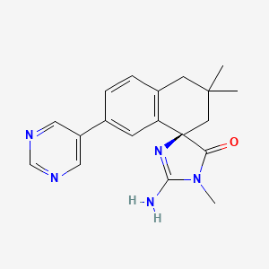 molecular formula C19H21N5O B12636202 (4r)-2-Amino-1,3',3'-Trimethyl-7'-(Pyrimidin-5-Yl)-3',4'-Dihydro-2'h-Spiro[imidazole-4,1'-Naphthalen]-5(1h)-One 