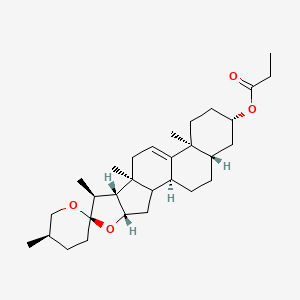 molecular formula C30H46O4 B12636282 [(1S,4S,5'R,6R,7S,8R,9S,13S,16S,18S)-5',7,9,13-tetramethylspiro[5-oxapentacyclo[10.8.0.02,9.04,8.013,18]icos-11-ene-6,2'-oxane]-16-yl] propanoate 