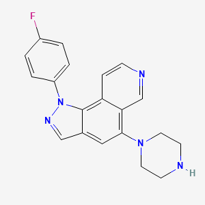 molecular formula C20H18FN5 B12636334 1H-Pyrazolo[3,4-f]isoquinoline, 1-(4-fluorophenyl)-5-(1-piperazinyl)- 