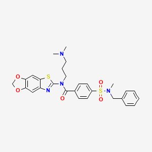 molecular formula C28H30N4O5S2 B1263635 N-[3-(dimethylamino)propyl]-N-([1,3]dioxolo[4,5-f][1,3]benzothiazol-6-yl)-4-[methyl-(phenylmethyl)sulfamoyl]benzamide 