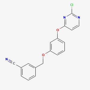 molecular formula C18H12ClN3O2 B12636357 3-({3-[(2-Chloropyrimidin-4-yl)oxy]phenoxy}methyl)benzonitrile CAS No. 921625-90-3