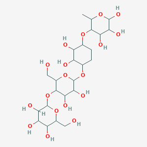 molecular formula C24H42O18 B12636443 5-[4-[3,4-Dihydroxy-6-(hydroxymethyl)-5-[3,4,5-trihydroxy-6-(hydroxymethyl)oxan-2-yl]oxyoxan-2-yl]oxy-2,3-dihydroxycyclohexyl]oxy-6-methyloxane-2,3,4-triol 