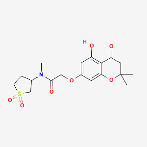 molecular formula C18H23NO7S B12636485 N-(1,1-dioxidotetrahydrothiophen-3-yl)-2-[(5-hydroxy-2,2-dimethyl-4-oxo-3,4-dihydro-2H-chromen-7-yl)oxy]-N-methylacetamide 