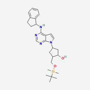 molecular formula C27H38N4O2Si B12636630 Cyclopentanol, 4-[4-[[(1S)-2,3-dihydro-1H-inden-1-yl]amino]-7H-pyrrolo[2,3-d]pyrimidin-7-yl]-2-[[[(1,1-dimethylethyl)dimethylsilyl]oxy]methyl]- 