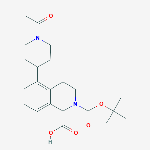 molecular formula C22H30N2O5 B12636737 5-(1-acetylpiperidin-4-yl)-2-[(2-methylpropan-2-yl)oxycarbonyl]-3,4-dihydro-1H-isoquinoline-1-carboxylic acid 