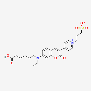molecular formula C25H30N2O7S B1263674 3-(4-{7-[(5-carboxypentyl)(ethyl)amino]-2-oxo-2H-chromen-3-yl}pyridinium-1-yl)propane-1-sulfonate 