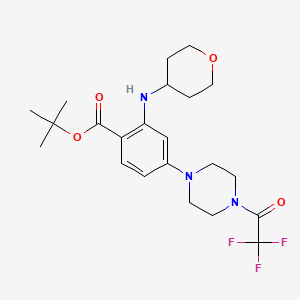 molecular formula C22H30F3N3O4 B12636797 Tert-butyl 2-(oxan-4-ylamino)-4-[4-(2,2,2-trifluoroacetyl)piperazin-1-YL]benzoate 