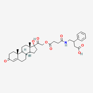 4-[[4-[2-[(8R,9S,10R,13S,14S,17R)-17-hydroxy-10,13-dimethyl-3-oxo-2,6,7,8,9,11,12,14,15,16-decahydro-1H-cyclopenta[a]phenanthren-17-yl]-2-oxoethoxy]-4-oxobutanoyl]amino]-3-phenylbutanoic acid