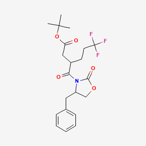 molecular formula C21H26F3NO5 B12637135 tert-Butyl (3R)-3-(((4S)-4-benzyl-2-oxo-1,3-oxazolidin-3-yl)carbonyl)-6,6,6-trifluorohexanoate 