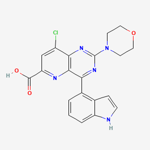 molecular formula C20H16ClN5O3 B12637257 8-chloro-4-(1H-indol-4-yl)-2-morpholin-4-ylpyrido[3,2-d]pyrimidine-6-carboxylic acid 