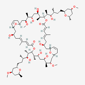 molecular formula C78H132O20 B1263726 (1R,3S,5E,7E,11S,12S,13R,15S,16S,17S,19S,23R,25R,27Z,29E,33S,34S,35R,37S,38S,39S,41S)-3,13,15,25,35,37-hexahydroxy-11-[(2S,3S,4R)-3-hydroxy-6-[(2S,4R,6S)-4-methoxy-6-methyloxan-2-yl]-4-methylhexan-2-yl]-33-[(2S,3S,4S)-3-hydroxy-6-[(2S,4R,6S)-4-methoxy-6-methyloxan-2-yl]-4-methylhexan-2-yl]-17,39-dimethoxy-6,12,16,28,34,38-hexamethyl-10,32,45,46-tetraoxatricyclo[39.3.1.119,23]hexatetraconta-5,7,21,27,29,43-hexaene-9,31-dione 