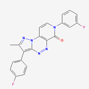 molecular formula C21H13F2N5O B12637273 7-(3-fluorophenyl)-3-(4-fluorophenyl)-2-methylpyrazolo[5,1-c]pyrido[4,3-e][1,2,4]triazin-6(7H)-one 