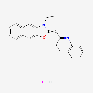 molecular formula C23H23IN2O B12637326 1-(3-ethylbenzo[f][1,3]benzoxazol-2-ylidene)-N-phenylbutan-2-imine;hydroiodide 