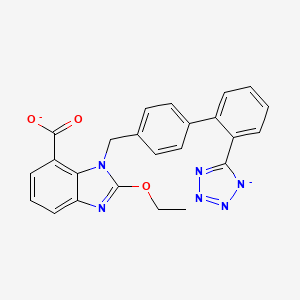 molecular formula C24H18N6O3-2 B1263739 Candesartan(2-) 