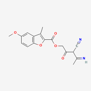 molecular formula C17H16N2O5 B1263740 5-甲氧基-3-甲基-2-苯并呋喃甲酸(3-氰基-4-亚氨基-2-氧戊基)酯 