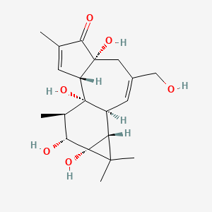 molecular formula C20H28O6 B1263741 (1R,2S,6R,10S,11R,13R,14R,15R)-1,6,13,14-tetrahydroxy-8-(hydroxymethyl)-4,12,12,15-tetramethyltetracyclo[8.5.0.02,6.011,13]pentadeca-3,8-dien-5-one 