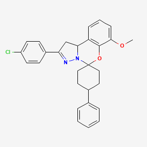 molecular formula C28H27ClN2O2 B12637421 2-(4-Chlorophenyl)-7-methoxy-4'-phenylspiro[1,10b-dihydropyrazolo[1,5-c][1,3]benzoxazine-5,1'-cyclohexane] 