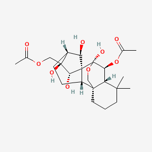molecular formula C24H36O9 B1263744 [(1R,2S,5R,6R,7S,8R,9S,10S,11R,18R)-10-acetyloxy-6,7,9,18-tetrahydroxy-12,12-dimethyl-17-oxapentacyclo[7.6.2.15,8.01,11.02,8]octadecan-6-yl]methyl acetate 