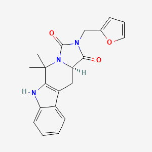molecular formula C20H19N3O3 B1263745 (15R)-13-(furan-2-ylmethyl)-10,10-dimethyl-8,11,13-triazatetracyclo[7.7.0.02,7.011,15]hexadeca-1(9),2,4,6-tetraene-12,14-dione 