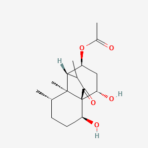 molecular formula C17H26O5 B1263750 [(1R,2S,5S,6S,7R,8S,10S)-2,10-dihydroxy-5,6,12-trimethyl-11-oxo-8-tricyclo[5.3.2.01,6]dodecanyl] acetate 