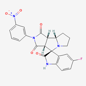 molecular formula C22H17FN4O5 B12637512 (3S,3'aR,8'aS,8'bS)-5-fluoro-2'-(3-nitrophenyl)spiro[1H-indole-3,4'-3a,6,7,8,8a,8b-hexahydropyrrolo[3,4-a]pyrrolizine]-1',2,3'-trione 