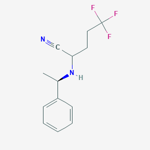 molecular formula C13H15F3N2 B12637566 5,5,5-Trifluoro-2-[[(1R)-1-phenylethyl]amino]-pentanenitrile CAS No. 1146699-59-3