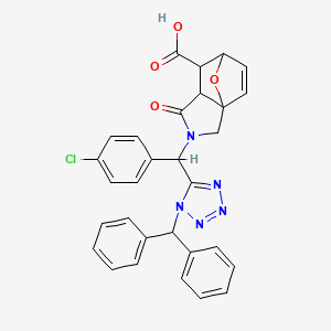 molecular formula C30H24ClN5O4 B12637581 2-{(4-chlorophenyl)[1-(diphenylmethyl)-1H-tetrazol-5-yl]methyl}-1-oxo-1,2,3,6,7,7a-hexahydro-3a,6-epoxyisoindole-7-carboxylic acid 