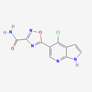 molecular formula C10H6ClN5O2 B12637616 1,2,4-Oxadiazole-3-carboxamide, 5-(4-chloro-1H-pyrrolo[2,3-b]pyridin-5-yl)- 