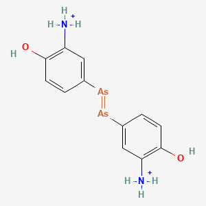 molecular formula C12H14As2N2O2+2 B1263765 3,3'-Diarsene-1,2-diylbis(6-hydroxyanilinium) 