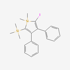 molecular formula C21H25ISi2 B12637662 2-Iodo-1,1-dimethyl-3,4-diphenyl-5-(trimethylsilyl)-1H-silole CAS No. 934563-22-1