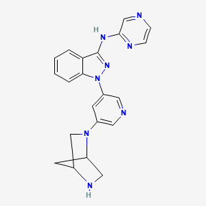 molecular formula C21H20N8 B12637708 1-[5-(2,5-diazabicyclo[2.2.1]heptan-2-yl)pyridin-3-yl]-N-pyrazin-2-ylindazol-3-amine 