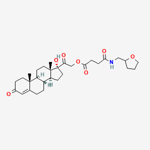 molecular formula C30H43NO7 B12637744 [2-[(8R,9S,10R,13S,14S,17R)-17-hydroxy-10,13-dimethyl-3-oxo-2,6,7,8,9,11,12,14,15,16-decahydro-1H-cyclopenta[a]phenanthren-17-yl]-2-oxoethyl] 4-oxo-4-(oxolan-2-ylmethylamino)butanoate 