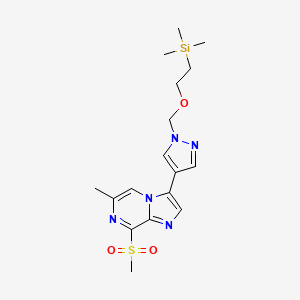 molecular formula C17H25N5O3SSi B12637807 Imidazo[1,2-a]pyrazine, 6-methyl-8-(methylsulfonyl)-3-[1-[[2-(trimethylsilyl)ethoxy]methyl]-1H-pyrazol-4-yl]- 