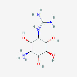 molecular formula C7H18N4O4+2 B1263812 1D-3-ammmonio-1-guanidiniumyl-1,3-dideoxy-scyllo-inositol(2+) 