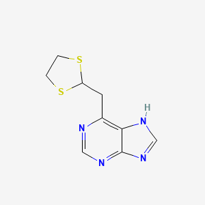 molecular formula C9H10N4S2 B12638209 6-[(1,3-Dithiolan-2-yl)methyl]-7H-purine CAS No. 920503-85-1