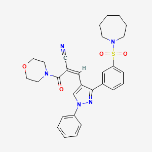 (Z)-3-[3-[3-(azepan-1-ylsulfonyl)phenyl]-1-phenylpyrazol-4-yl]-2-(morpholine-4-carbonyl)prop-2-enenitrile