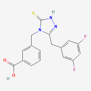 3-{[3-(3,5-difluorobenzyl)-5-sulfanyl-4H-1,2,4-triazol-4-yl]methyl}benzoic acid