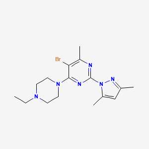 5-bromo-2-(3,5-dimethyl-1H-pyrazol-1-yl)-4-(4-ethylpiperazin-1-yl)-6-methylpyrimidine