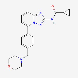 molecular formula C21H23N5O2 B12638629 N-[5-[4-(morpholin-4-ylmethyl)phenyl]-[1,2,4]triazolo[1,5-a]pyridin-2-yl]cyclopropanecarboxamide 