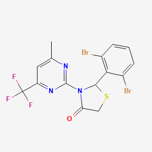 molecular formula C15H10Br2F3N3OS B1263870 2-(2,6-Dibromophenyl)-3-(4-methyl-6-trifluoromethylpyrimidin-2-yl)thiazolidin-4-one 
