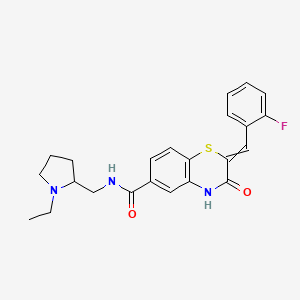 molecular formula C23H24FN3O2S B12638855 2H-1,4-Benzothiazine-6-carboxamide, N-[[(2R)-1-ethyl-2-pyrrolidinyl]methyl]-2-[(2-fluorophenyl)methylene]-3,4-dihydro-3-oxo-, (2Z)- 