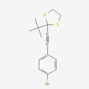 molecular formula C15H17BrS2 B12638889 2-[(4-Bromophenyl)ethynyl]-2-tert-butyl-1,3-dithiolane CAS No. 920979-44-8