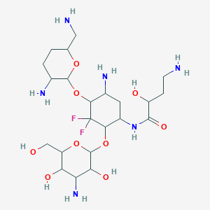 molecular formula C22H42F2N6O9 B126389 5-Deoxy-5,5-difluoroarbekacin CAS No. 142875-06-7