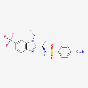 molecular formula C19H17F3N4O2S B12638952 4-Cyano-N-{(1R)-1-[1-ethyl-6-(trifluoromethyl)-1H-benzimidazol-2-yl]ethyl}benzene-1-sulfonamide CAS No. 1025506-51-7