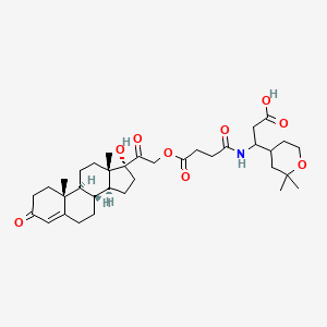 3-(2,2-dimethyloxan-4-yl)-3-[[4-[2-[(8R,9S,10R,13S,14S,17R)-17-hydroxy-10,13-dimethyl-3-oxo-2,6,7,8,9,11,12,14,15,16-decahydro-1H-cyclopenta[a]phenanthren-17-yl]-2-oxoethoxy]-4-oxobutanoyl]amino]propanoic acid